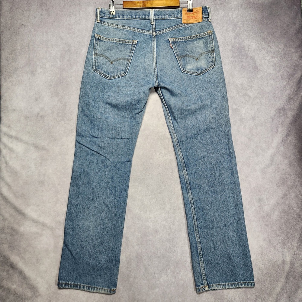 Levis 505 Regular Fit Straight Leg Mens Blue Jeans 34x32 Medium Wash Cotton